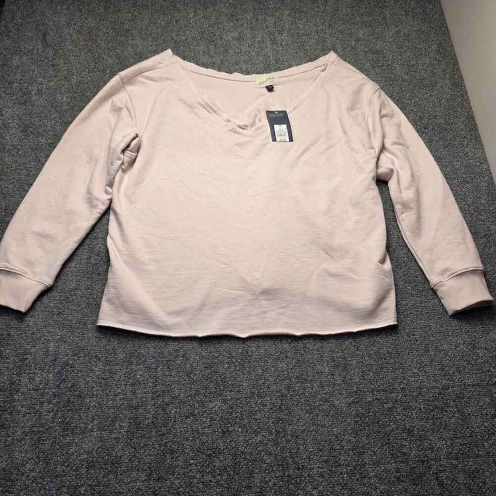 Women’s Pink Raw Edge V-Neck Sweatshirt XXL